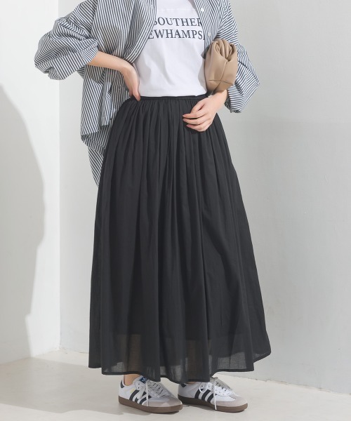 〈TWINSET〉アングレーズ ポプリンのロングスカート(関税込み) OMNES(ファッション) スカート コットンボイル総柄ギャザー