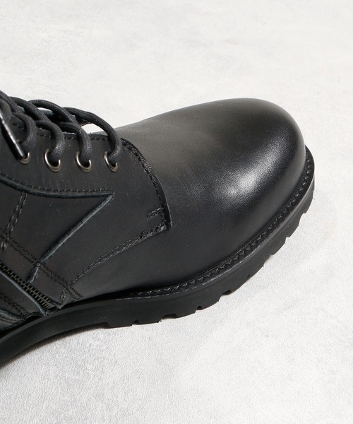 And A ブーツ PADRONE パドローネ / SIDE ZIP LACE UP BOOTS