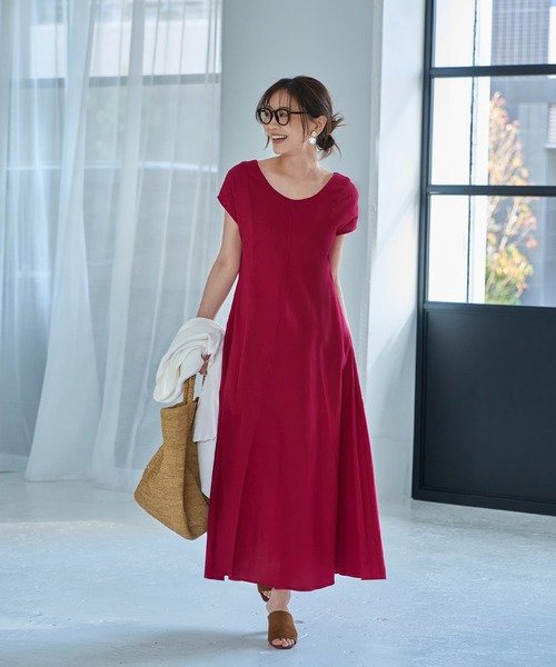 長袖Vネックフレアワンピース レッド ☆ Les Petites... 長袖Vネックフレアワンピース レッド ☆ Les Petites ワンピース