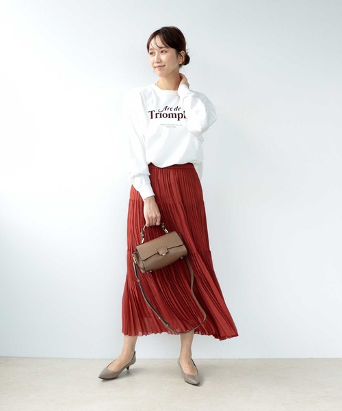 Jines（ジネス） スカート シフォンジョーゼット ティアードプリーツ