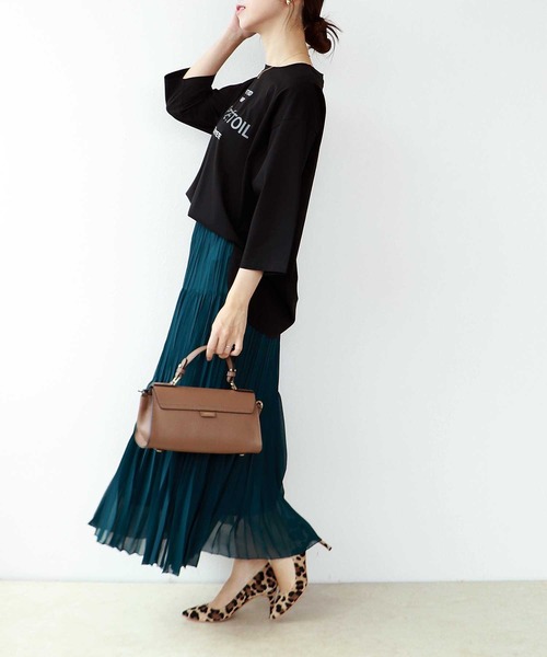 Jines（ジネス） スカート シフォンジョーゼット ティアードプリーツ
