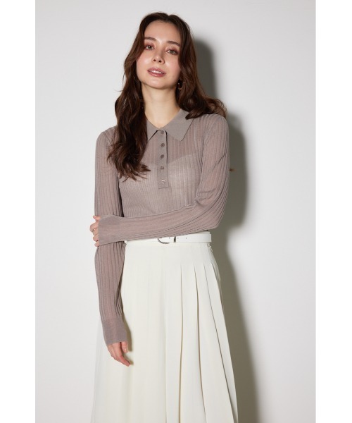 rienda（リエンダ） ニット セーター シアーポロニットトップス