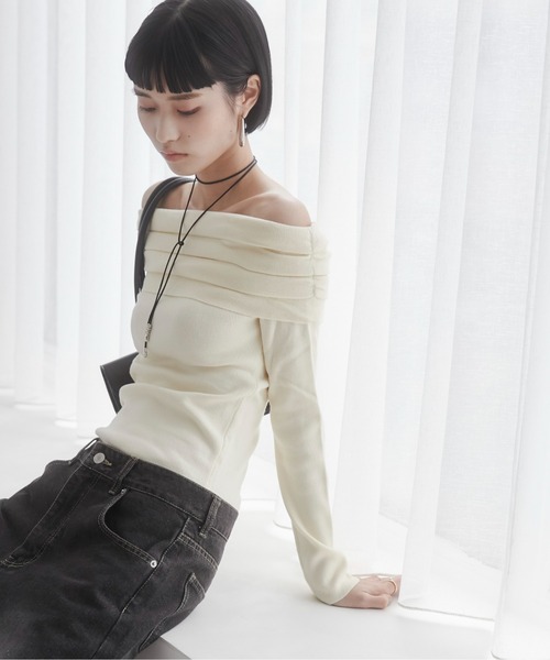 ピンク オフショルダー ニット セーター新品 VIS｜【2WAY】オフショルダーにもなるVネックニット | Rakuten Fashion