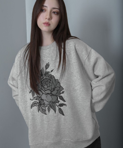 Nilway トレーナー スウェット 「24AW」フロント 薔薇 刺繍