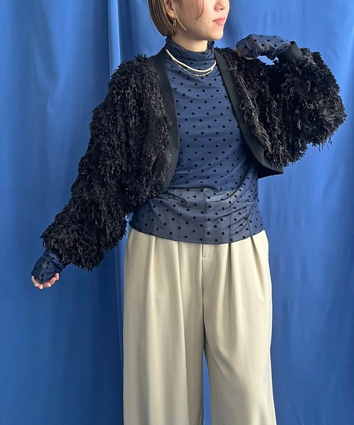 カーディガン フェザーボレロ レディース