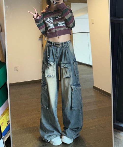 WESTSEA カーゴパンツ 色落ち レトロ ヴィンテージ デニム