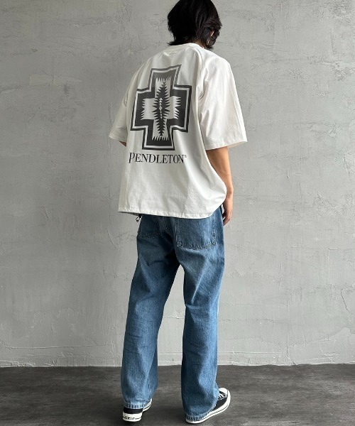tシャツ 「PENDLETON/ペンドルトン」 別注 ドローコード付き ネイティブ柄ワンポイントロゴ刺繍Tシャツ レディース メンズ セール】[PENDLETON/ペンドルトン] 別注 ドローコード付き