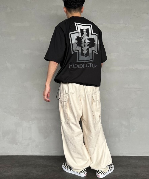 tシャツ 「PENDLETON/ペンドルトン」 別注 ドローコード付き ネイティブ柄ワンポイントロゴ刺繍Tシャツ レディース メンズ セール】[PENDLETON/ペンドルトン] 別注 ドローコード付き