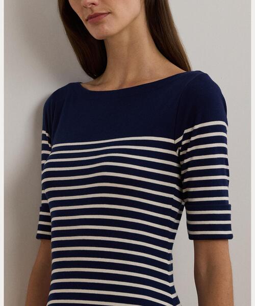 【Lauren Ralph Lauren】ストライプ コットン ミディドレス LAUREN RALPH ワンピース ストライプド コットン ミディ ドレス