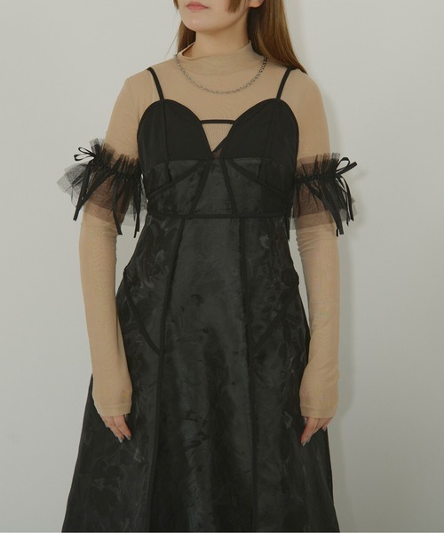 新品タグ付き♡ミーアアステリズム チュール トップス ハイネック シアー セール】ラメチュール ロングスリーブ ハイネック シアー