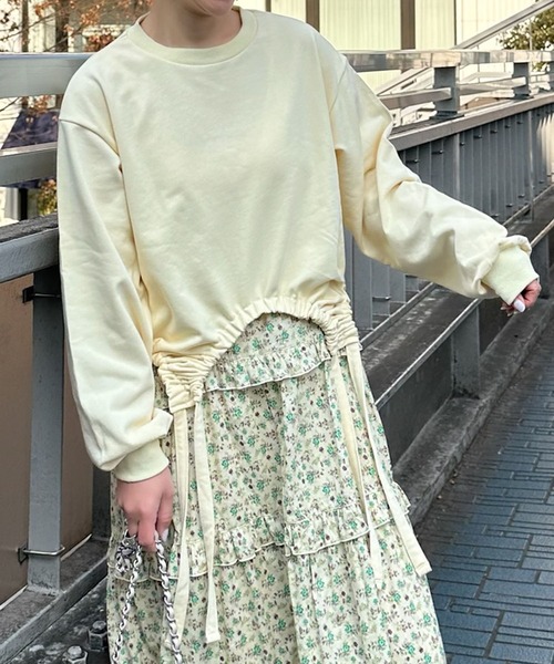 トレーナー スウェット CROPPED WIDE SWEAT ”Wilmington Hotel レディース X-girl（エックスガール）の「PRISM PATCH CROPPED CREW SWEAT