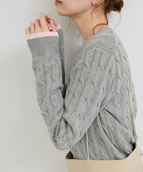 SLOBE IENA ニット セーター ケーブルショートニット レディース
