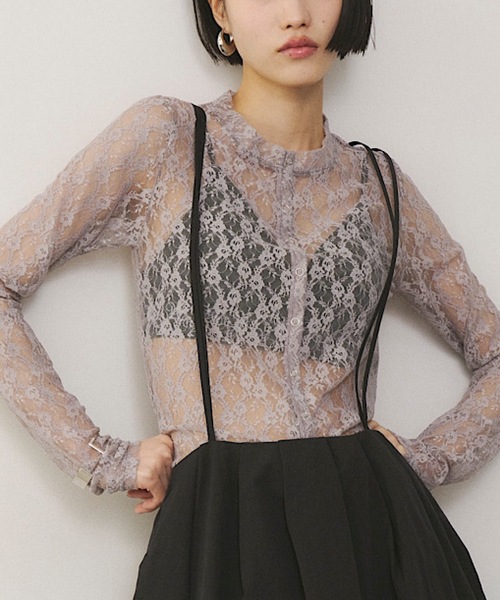 tシャツ リングボタンレースシャツ レディース VIOLETTA tシャツ リングボタンレースシャツ レディース