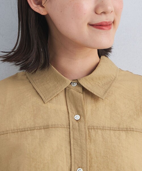 美品 green label relaxingドロスト シアー シャツ ホワイト UNITED ARROWS green label relaxing ドロスト シアー シャツ