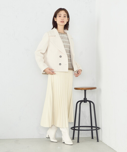 「COMME CA ISM」 ピーコート MEDIUM ベージュ レディース_画像2