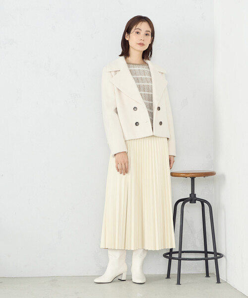 「COMME CA ISM」 ピーコート MEDIUM ベージュ レディース_画像3