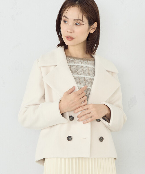 「COMME CA ISM」 ピーコート MEDIUM ベージュ レディース_画像4