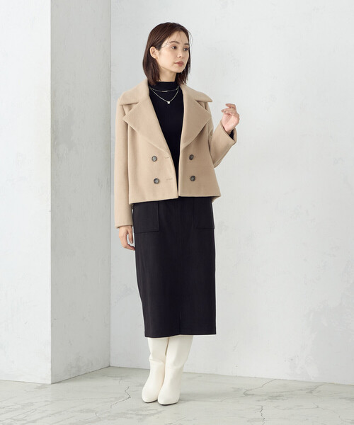 「COMME CA ISM」 ピーコート MEDIUM ベージュ レディース_画像9