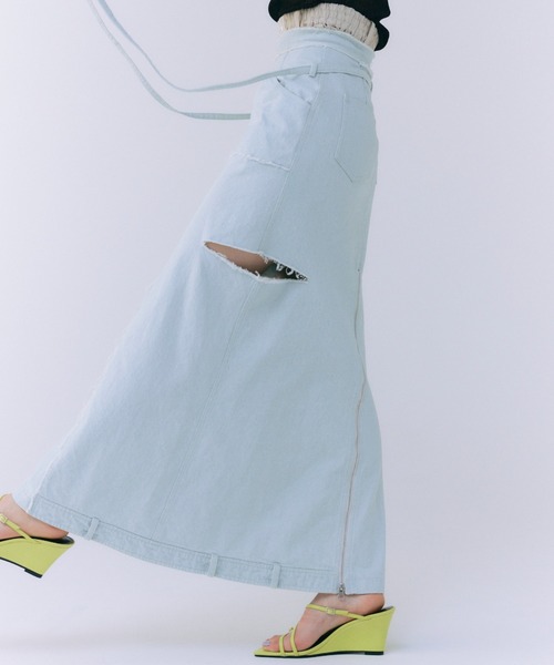 JOSE MOON デニムスカート SLIT DENIM SKIRT/スリットデニム