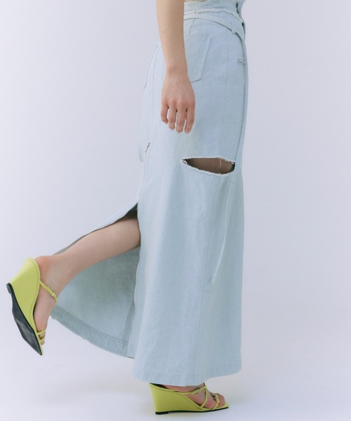 JOSE MOON デニムスカート SLIT DENIM SKIRT/スリットデニム