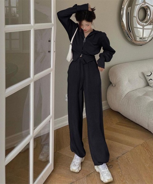 LETee パーカー スウェットパンツ＆サムホールスリーブジップパーカー