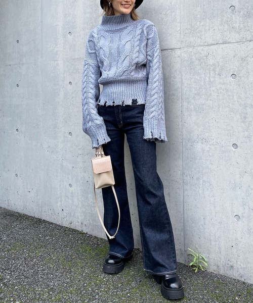 「SPIRALGIRL」 長袖ニット FREE ブルー レディース_画像3