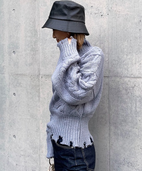 「SPIRALGIRL」 長袖ニット FREE ブルー レディース_画像4