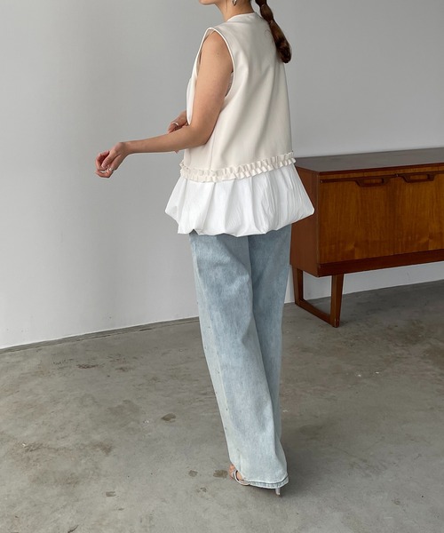 美品 ANTIPST アンティパスト ベスト ジレ フリル antic rag ベスト ジレ フリルベスト レディース : ZOZOTOWN