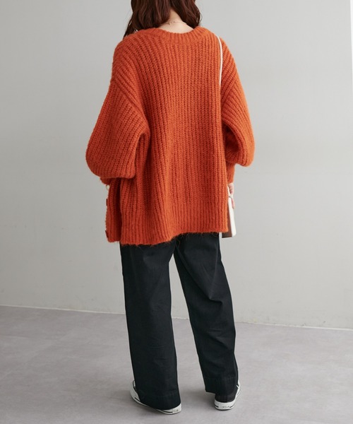 「DISCOAT」 ニットカーディガン FREE サックスブルー レディース_画像3