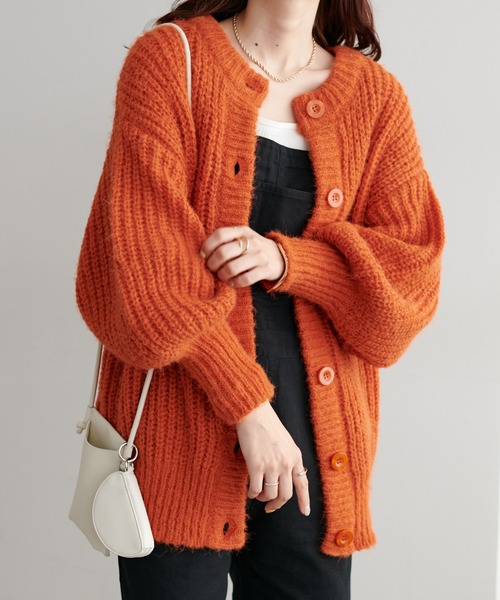 「DISCOAT」 ニットカーディガン FREE サックスブルー レディース_画像5