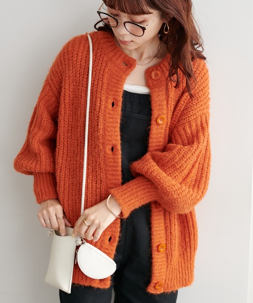 「DISCOAT」 ニットカーディガン FREE サックスブルー レディース_画像7