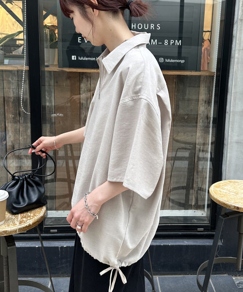 ブラウス シャツ ハーフジップレギュラーカラーシャツ レディース 5e7a26c8e3cb87b5c76e3e2dab7e8e