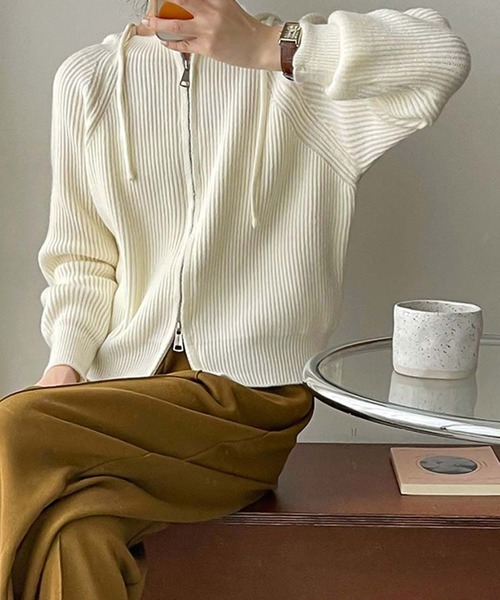 「Girly Doll」 「Bifrost」ニットパーカー F ブラウン レディース_画像3