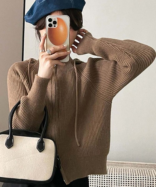 「Girly Doll」 「Bifrost」ニットパーカー F ブラウン レディース_画像7