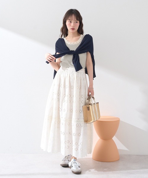 本日迄PEARYGATESロゴ刺繍プリントスカート＋レッグウォーマー未使用品有 セール・アウトレット】ドビー変形ダイヤ柄ストレッチ