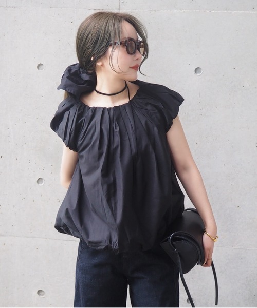 ブラウス シャツ linen gather balloon blouse /リネン ギャザー