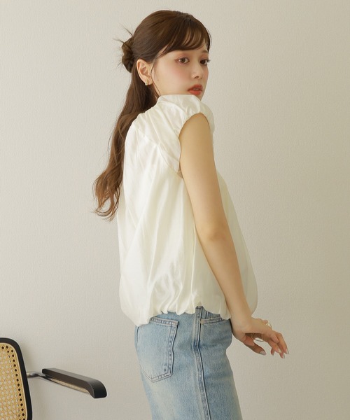 ブラウス シャツ linen gather balloon blouse /リネン ギャザー