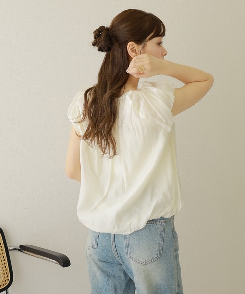 リネンシャツ ブラウス シャツ linen gather balloon blouse /リネン 
