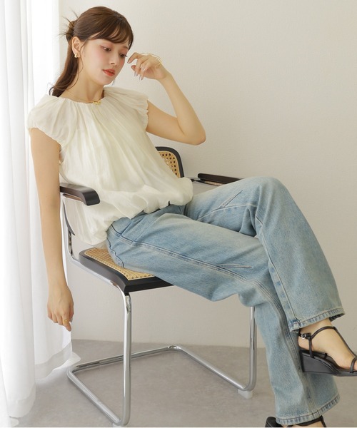 ブラウス シャツ linen gather balloon blouse /リネン ギャザー