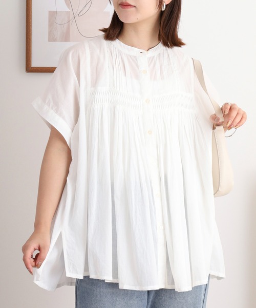 ブラウス シャツ Noia ピンタックギャザーブラウス レディース