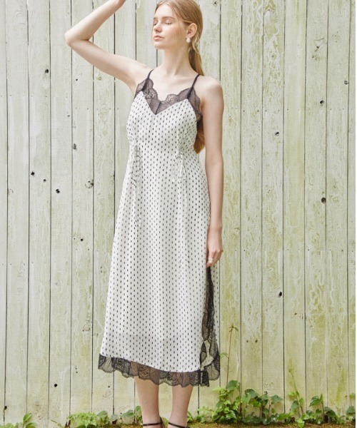 ERADIE（エラディエ） ワンピース Print shiffon lace trim Cami Long