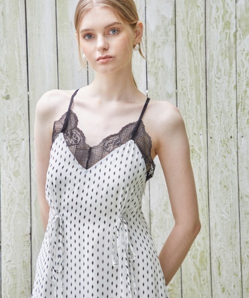 ERADIE（エラディエ） ワンピース Print shiffon lace trim Cami Long