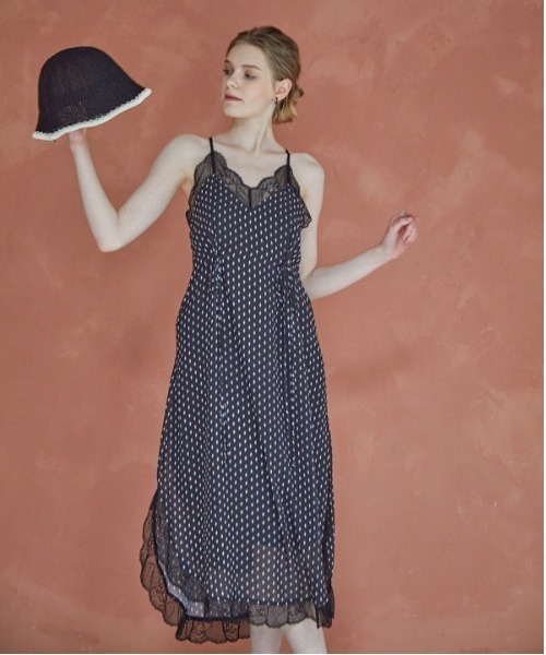 ERADIE（エラディエ） ワンピース Print shiffon lace trim Cami Long
