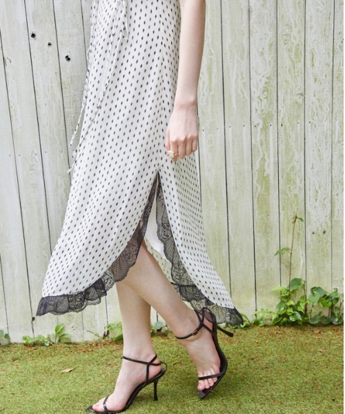 ERADIE（エラディエ） ワンピース Print shiffon lace trim Cami Long