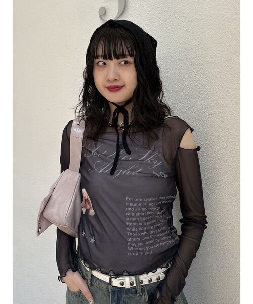 jouetie tシャツ カットアウトグラフィックシアートップス