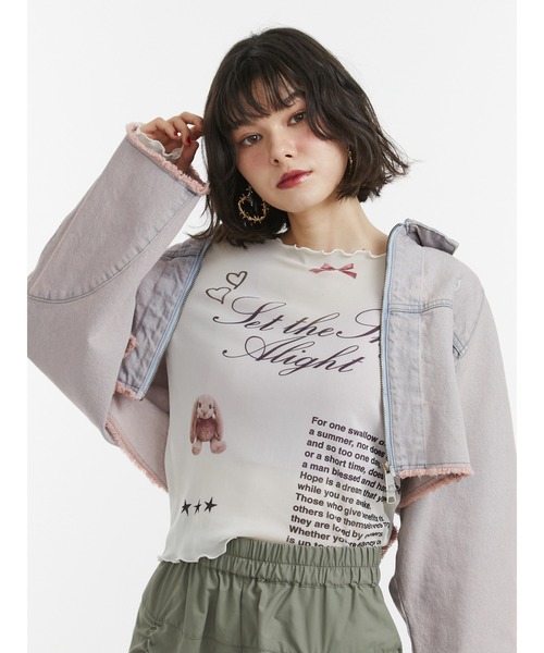 jouetie tシャツ カットアウトグラフィックシアートップス