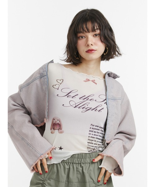 jouetie（ジュエティ） tシャツ カットアウトグラフィックシアー