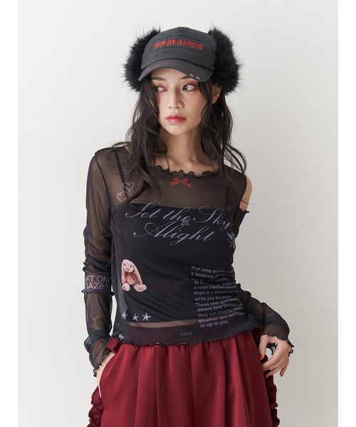 jouetie（ジュエティ） tシャツ カットアウトグラフィックシアー