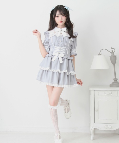 DearMyLove スカート 夏 キラキラビジューハートフリルスカート