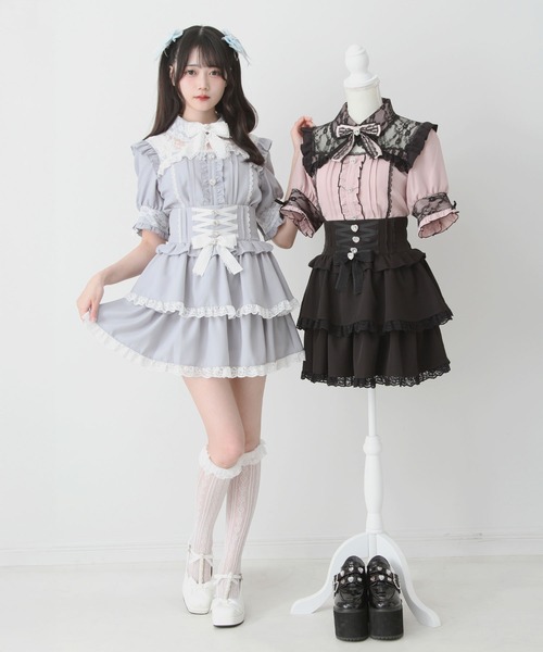 ハートフリルスカート DearMyLove スカート キラキラビジューハートフリルスカート